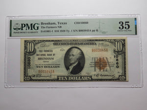 $10 1929 Brenham Texas TX National Currency Bank Note Bill Charter #10860 VF35