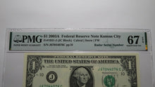 Load image into Gallery viewer, $1 2003 Radar Serial Number Federal Reserve Currency Bank Note Bill PMG UNC67EPQ
