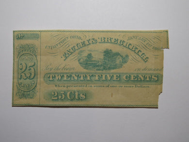 $.25 1863 Uniontown Ohio OH Obsolete Currency Bank Note Bill Fauley & Brechbill