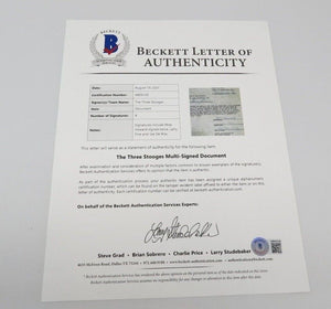 1959 "Have Rocket, Will Travel" Three Stooges Signed Contract Moe, Larry & Curly