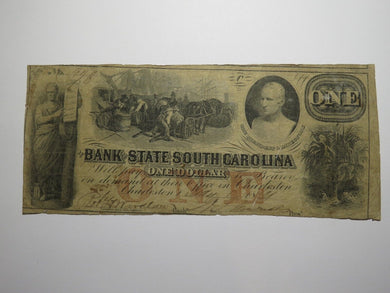$1 1861 Charleston South Carolina SC Obsolete Currency Bank Note Bill Bank of SC