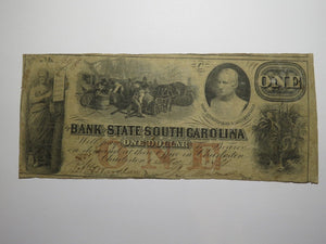 $1 1861 Charleston South Carolina SC Obsolete Currency Bank Note Bill Bank of SC