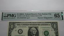 Load image into Gallery viewer, $1 2003A Repeater Serial Number Federal Reserve Currency Bank Note Bill UNC65EPQ