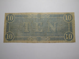 $10 1864 Richmond Virginia VA Confederate Currency Bank Note Bill RARE T68 VF