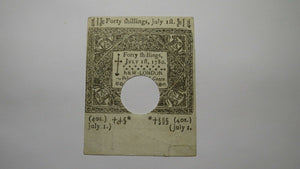 1780 40s Hartford Connecticut CT Colonial Currency Note Bill Forty Shillings!