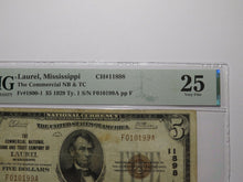 Load image into Gallery viewer, $5 1929 Laurel Mississippi National Currency Bank Note Bill Ch. #11898 VF25 PMG