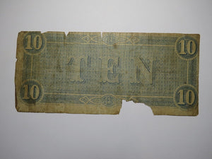 $10 1864 Richmond Virginia VA Confederate Currency Bank Note Bill T68