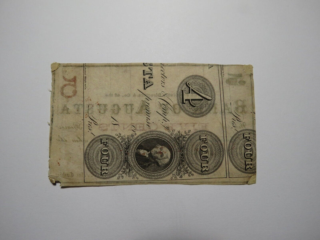 $.05 1863 Augusta Georgia GA Obsolete Currency Bank Note Bill! Augusta Insurance