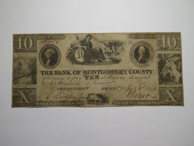 $10 1844 Norristown Pennsylvania Obsolete Currency Bank Note Bill Montgomery Cty