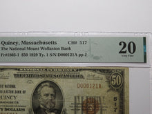 Load image into Gallery viewer, $50 1929 Quincy Massachusetts MA National Currency Bank Note Bill Ch. #517 VF20