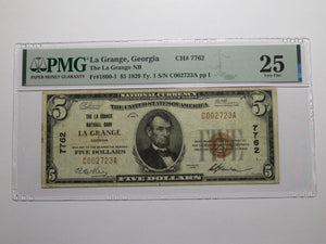 $5 1929 La Grange Georgia GA National Currency Bank Note Bill Ch. #7762 VF25 PMG