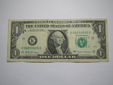 $1 2017 Fancy Repeater Serial Number Federal Reserve Currency Bank Note 06050605