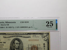 Load image into Gallery viewer, $5 1929 Morris Minnesota MN National Currency Bank Note Bill Ch. #6310 VF25 PMG