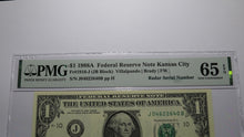 Load image into Gallery viewer, $1 1988 Radar Serial Number Federal Reserve Currency Bank Note Bill PMG UNC65EPQ
