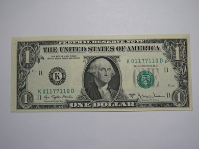 $1 1977 Radar Serial Number Federal Reserve Currency Bank Note Bill UNC 01177110