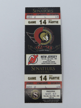 Load image into Gallery viewer, December 3, 1992 Ottawa Senators New Jersey Devils Full NHL Hockey Ticket Mint