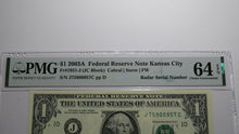 Load image into Gallery viewer, $1 2003 Radar Serial Number Federal Reserve Currency Bank Note Bill PMG UNC64EPQ