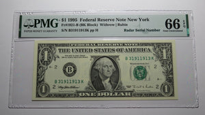 $1 1995 Radar Serial Number Federal Reserve Currency Bank Note Bill PMG UNC66EPQ