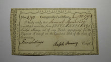 Load image into Gallery viewer, 1790 5s Connecticut Comptroller&#39;s Office Colonial Currency Note Ralph Pomeroy!