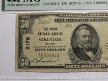 Load image into Gallery viewer, $50 1929 Streator Illinois IL National Currency Bank Note Bill Ch. #2176 F12 PMG