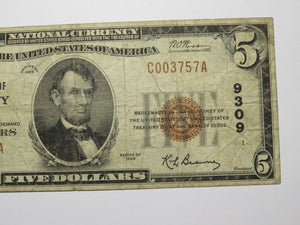 $5 1929 Kansas City Kansas KS National Currency Bank Note Bill Ch #9309 FINE