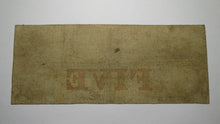 Load image into Gallery viewer, $5 1852 Boston Massachusetts MA Obsolete Currency Bank Note Bill Cochituate Bank