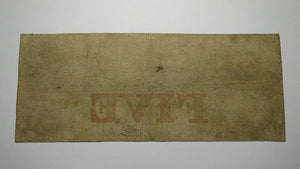 $5 1852 Boston Massachusetts MA Obsolete Currency Bank Note Bill Cochituate Bank