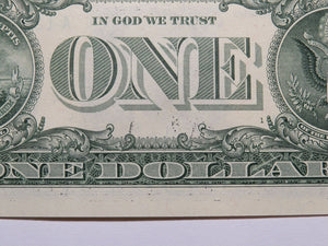 $1 2021 Minor Wet Ink Transfer Error Federal Reserve Bank Note Bill UNC++