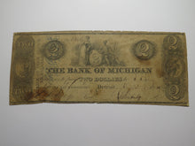 Load image into Gallery viewer, $2 1839 Detroit Michigan MI Obsolete Currency Bank Note Bill -Bank of Michigan