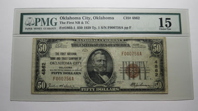 $50 1929 Oklahoma City Oklahoma OK National Currency Bank Note Bill Ch #4862 F15