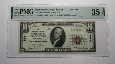 $10 1929 Flemington New Jersey NJ National Currency Bank Note Bill #892 VF35EPQ