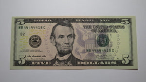 2 $1 & $5 2003 Matching Fancy Serial Numbers Federal Reserve Bank Note Bills UNC