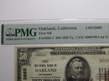 Load image into Gallery viewer, $50 1929 Oakland California National Currency Bank Note Bill Ch. #12665 VF30 PMG