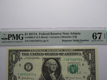 Load image into Gallery viewer, $1 2017A Repeater Serial Number Federal Reserve Currency Bank Note Bill UNC67EPQ
