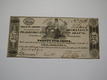 Load image into Gallery viewer, $.25 1837 Philadelphia PA Obsolete Currency Bank Note Bill Mechanic's Tradesmens