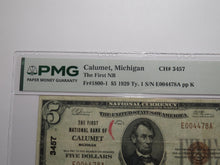 Load image into Gallery viewer, $5 1929 Calumet Michigan MI National Currency Bank Note Bill #3457 VF25 PMG