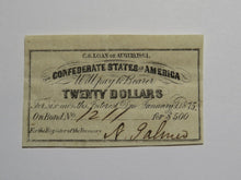 Load image into Gallery viewer, $20 1861 Confederate Bond Coupon Certificate Currency Bank Note Bill UNC