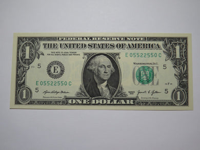 $1 2021 Radar Serial Number Federal Reserve Currency Bank Note Bill UNC 05522550