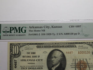$10 1929 Arkansas City Kansas KS National Currency Bank Note Bill #4487 VF30 PMG