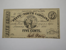 Load image into Gallery viewer, $.05 1863 Raleigh North Carolina Obsolete Currency Bank Note Bill NC State UNC+