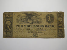 Load image into Gallery viewer, $1 1856 Augusta Georgia GA Obsolete Currency Bank Note Bill The Mechanics Bank