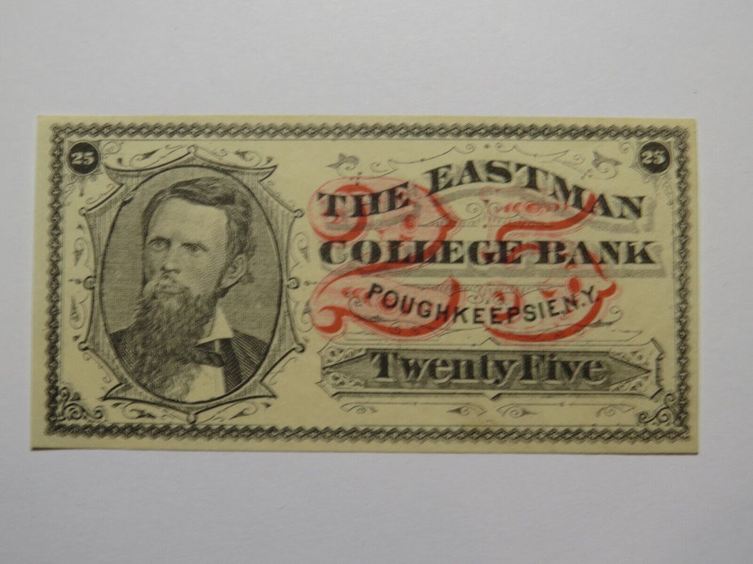$.25 1870's Poughkeepsie New York Obsolete Currency Note Eastman College