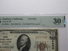 Load image into Gallery viewer, $10 1929 Oakland California National Currency Bank Note Bill Ch. #9502 VF30EPQ
