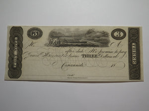 $3 18__ Cincinnati Ohio Obsolete Currency Bank Note Bill Remainder Post Note UNC