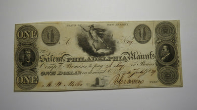 $1 1829 Salem New Jersey Obsolete Currency Bank Note Bill! Salem & Philadelphia