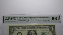 Load image into Gallery viewer, $1 2003 Radar Serial Number Federal Reserve Currency Bank Note Bill PMG UNC66EPQ