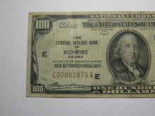 Load image into Gallery viewer, $100 1929 Richmond Virginia VA National Currency Federal Reserve Bank Note Bill