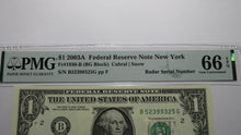 Load image into Gallery viewer, $1 2003 Radar Serial Number Federal Reserve Currency Bank Note Bill PMG UNC66EPQ