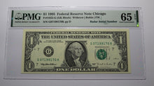Load image into Gallery viewer, $1 1995 Radar Serial Number Federal Reserve Currency Bank Note Bill PMG UNC65EPQ