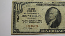 Load image into Gallery viewer, $10 1929 Mount Holly New Jersey NJ National Currency Bank Note Bill Ch #2343 Mt.